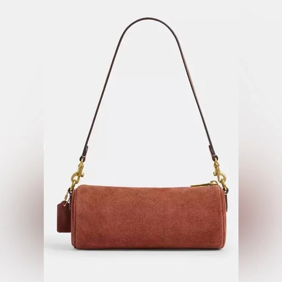 Coach Tan Suede Leather Barrel Bag - Picture 2 of 9